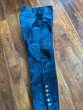 Anthropologie Women’s  Dark Velvet Green Dress Pants with Ankle Button Detail